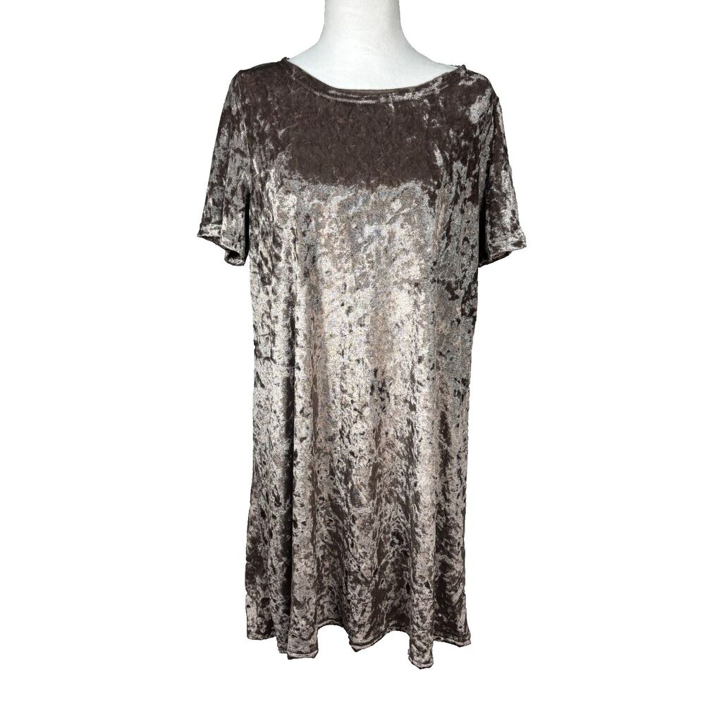 Anthropologie Pol Crushed Velvet Shift Swing Dress Women's M Glam Y2K Party Club